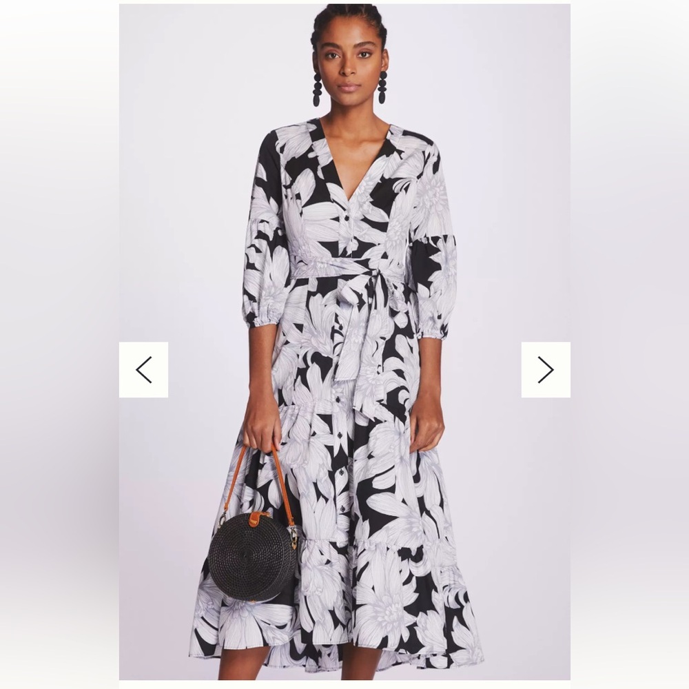 Maeve Black White and Grey Floral Dress